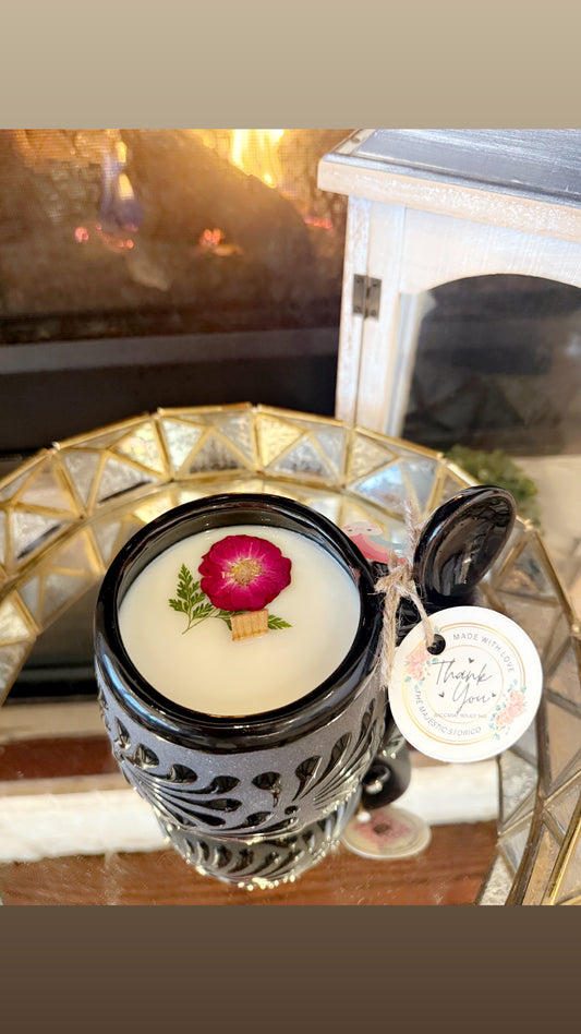 Elegant Taza Candle & Spoon Black