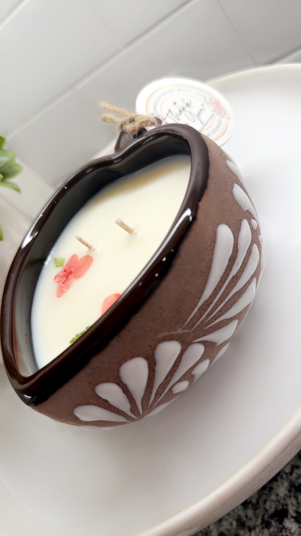 Corazon Heart Candle Brown