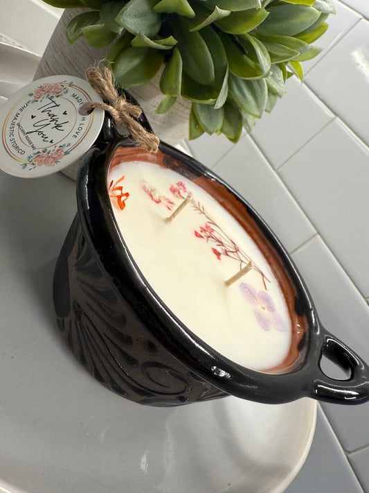 Elegant Black Cazuelita Candle