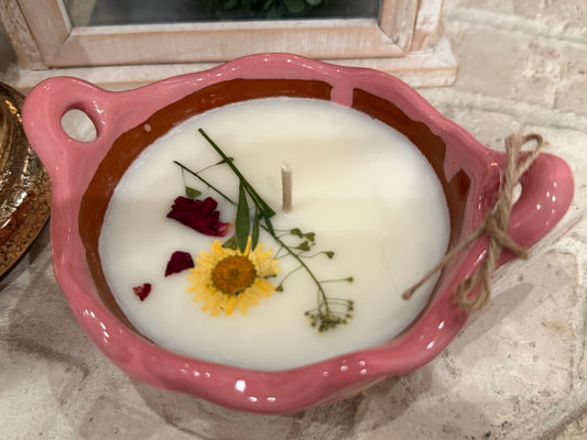 Elegant Pink Cazuelita Candle