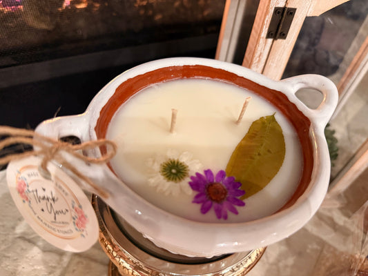 Elegant White Cazuelita Candle