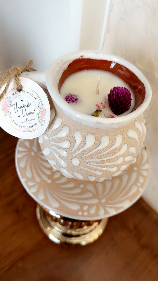 Elegant White Taza Candle