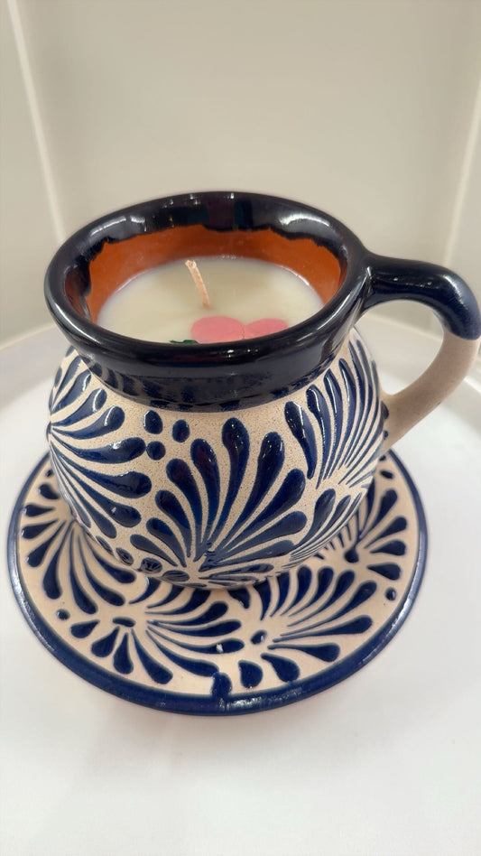 Taza de Café Azul w/ Plate Candle