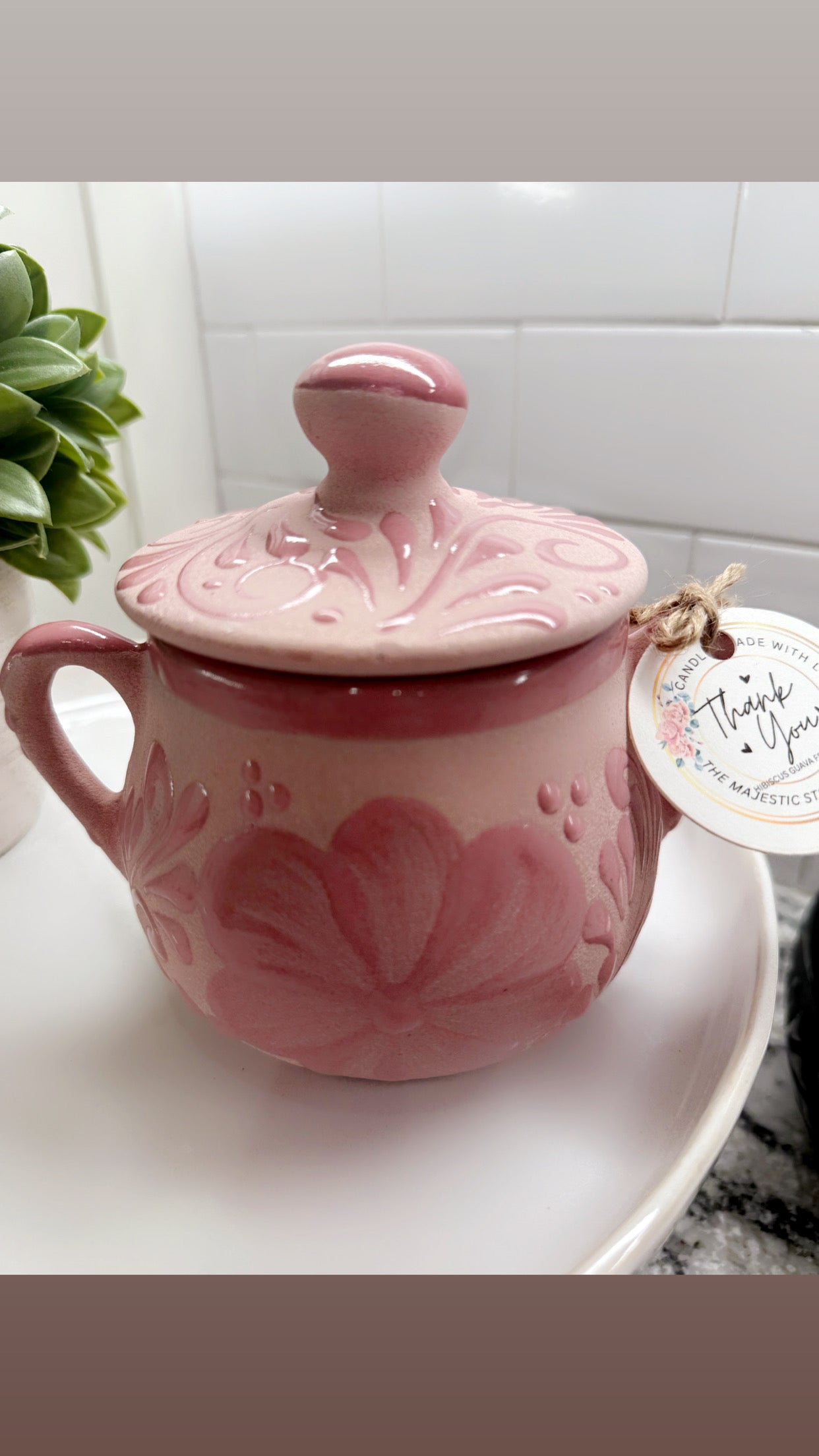 Candle Sugar Bowl Pink
