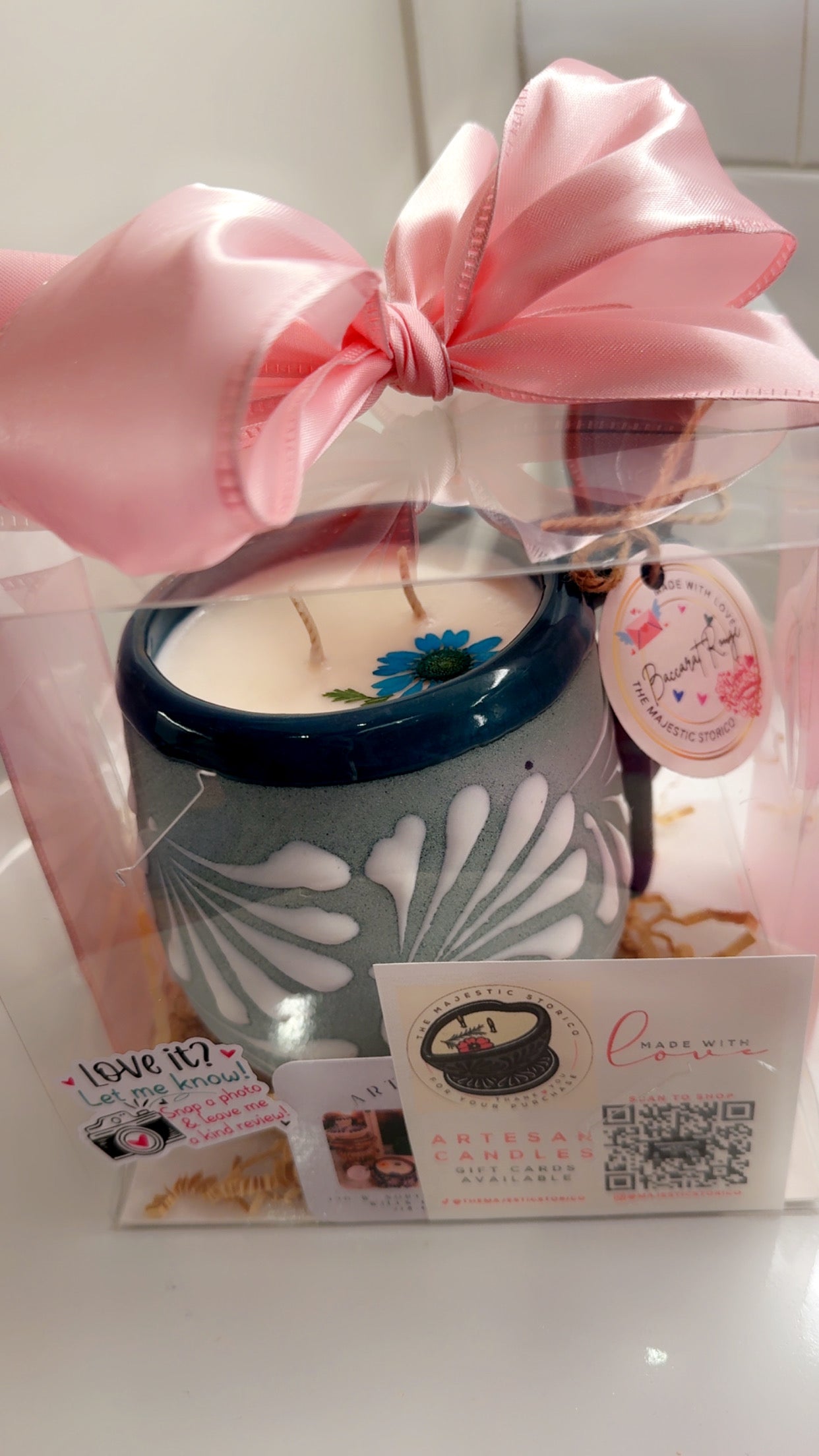 Elegant Taza Candle & Spoon Teal