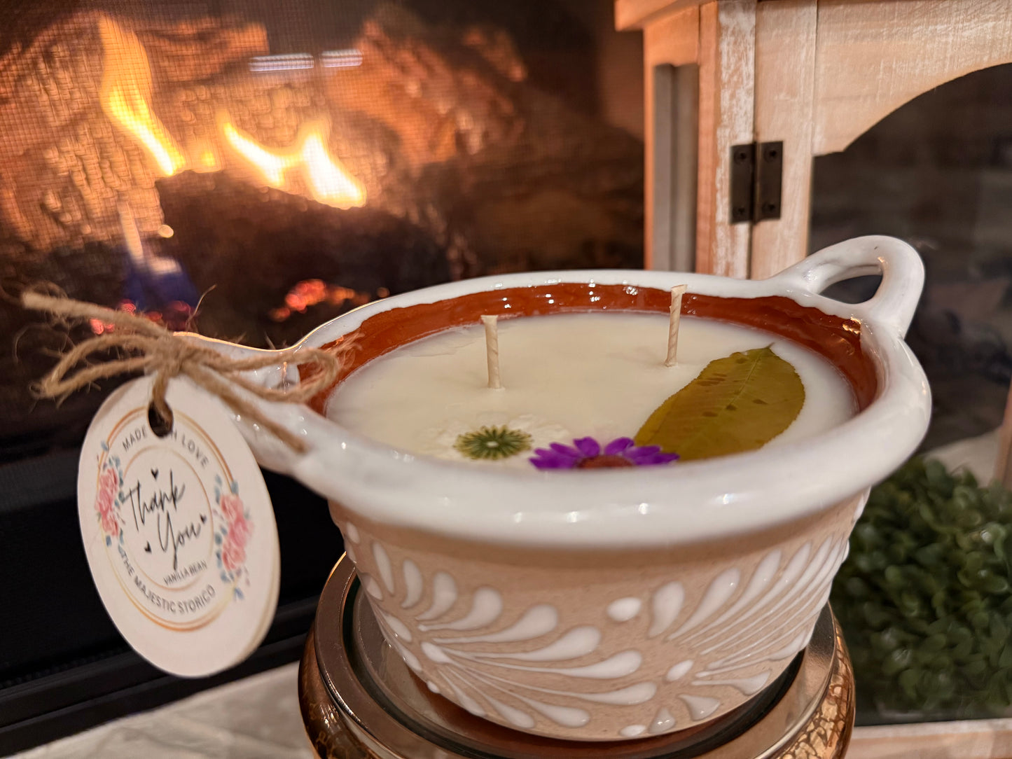 Elegant White Cazuelita Candle