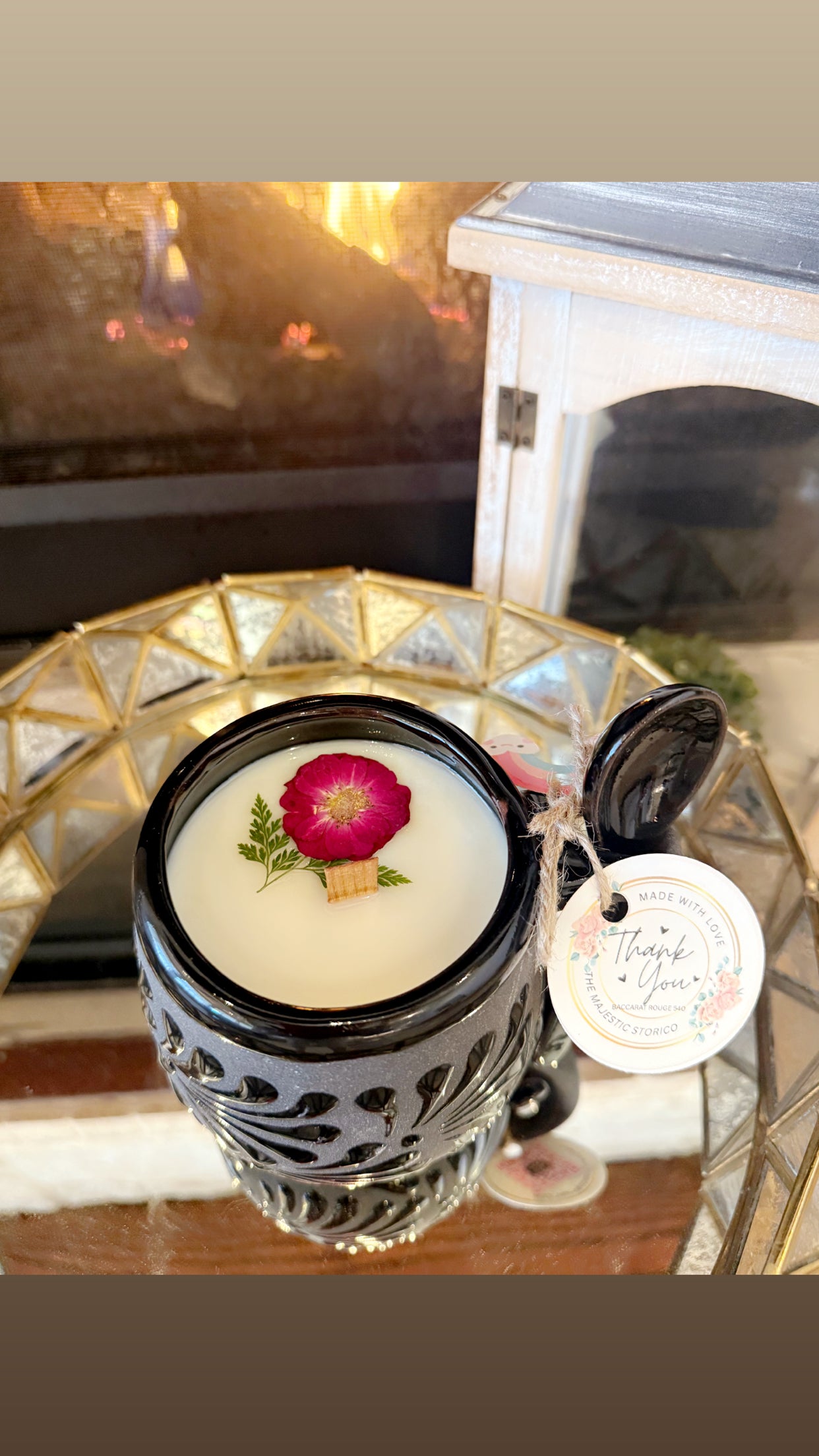 Elegant Taza Candle & Spoon Black