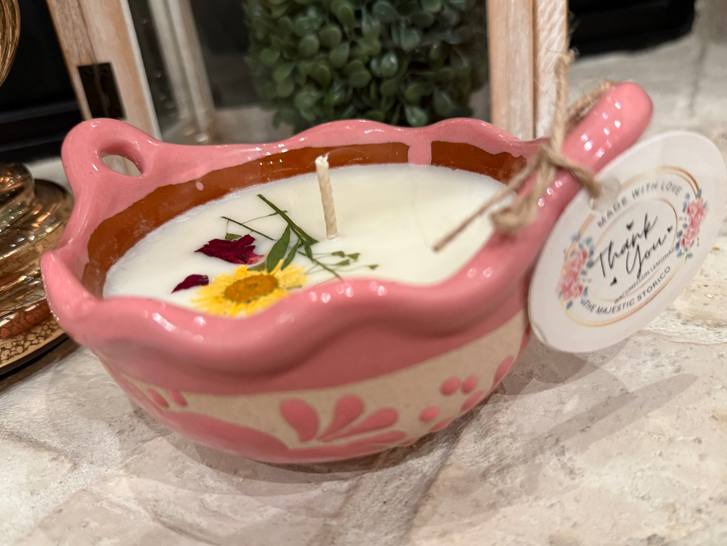 Elegant Pink Cazuelita Candle