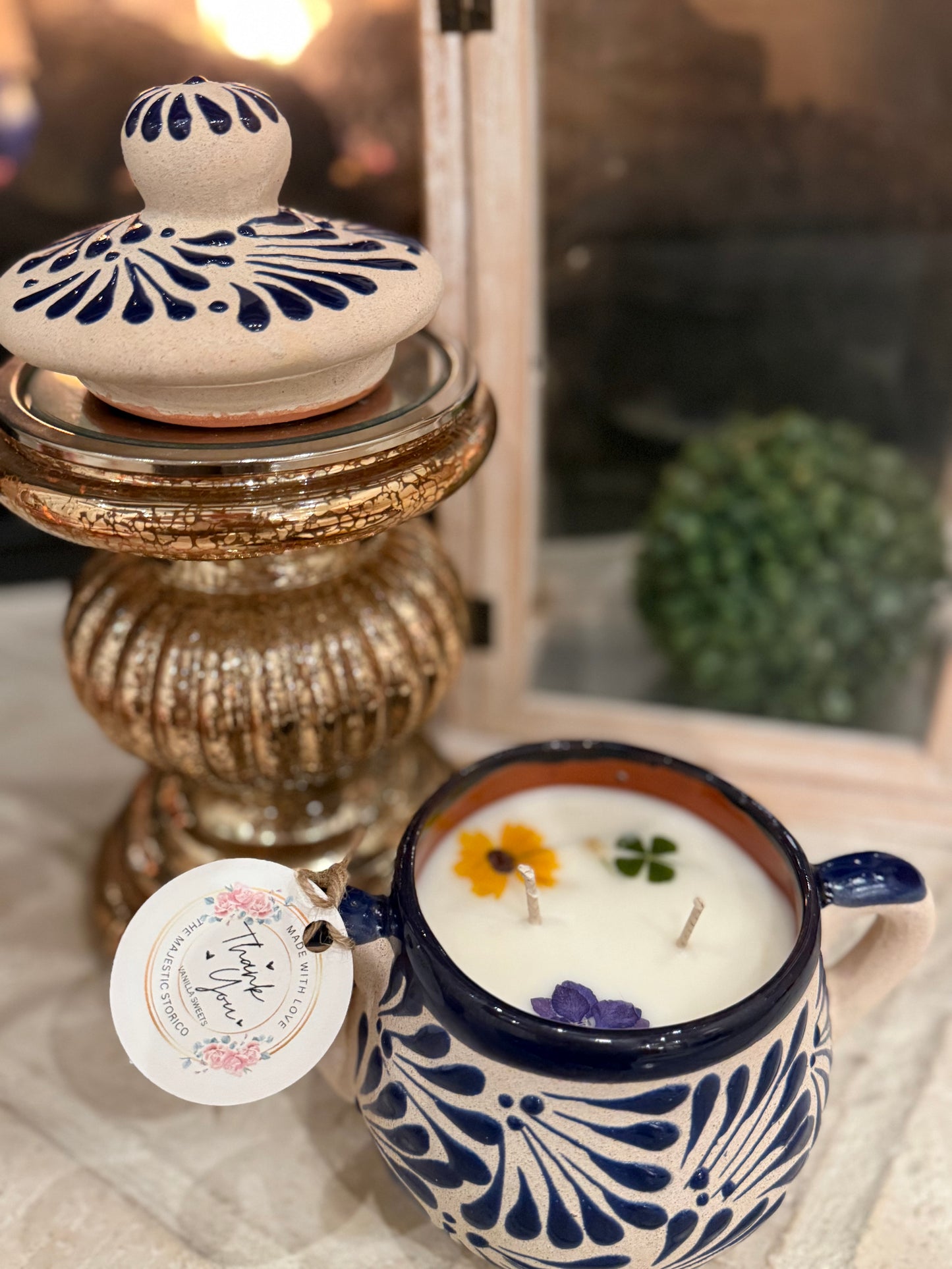 Candle Sugar Bowl Azul