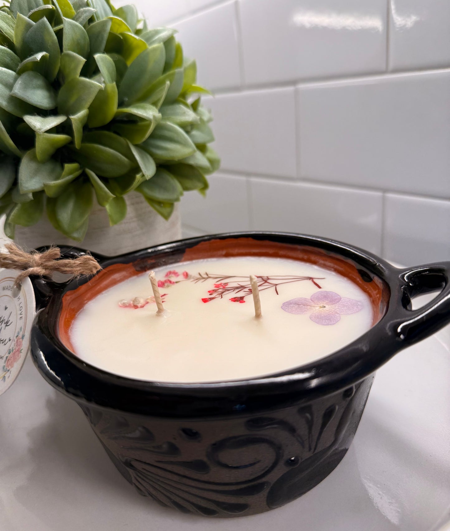 Elegant Black Cazuelita Candle