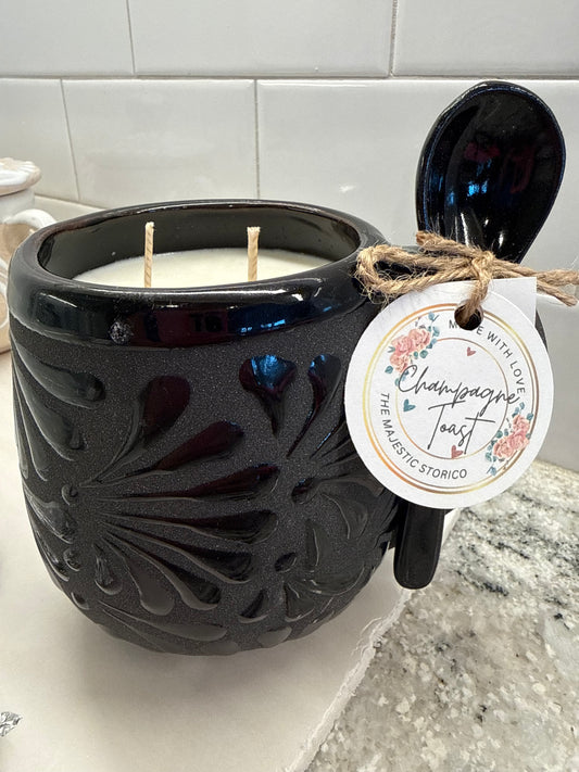 Elegant Taza Candle & Spoon Black