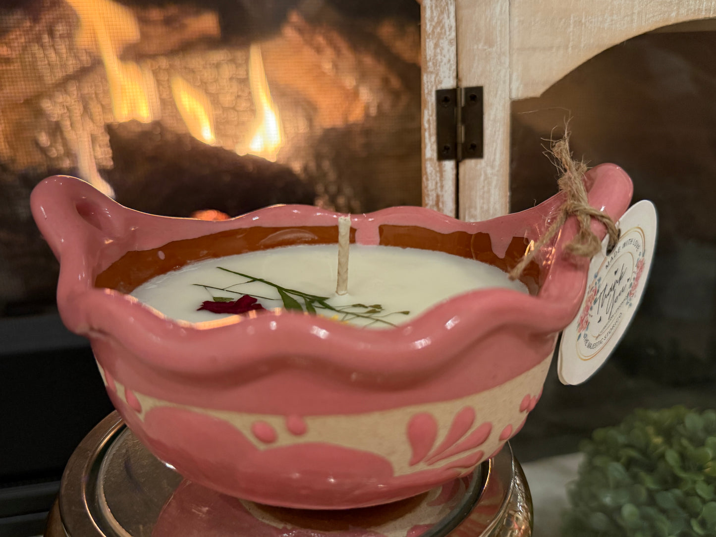 Elegant Pink Cazuelita Candle