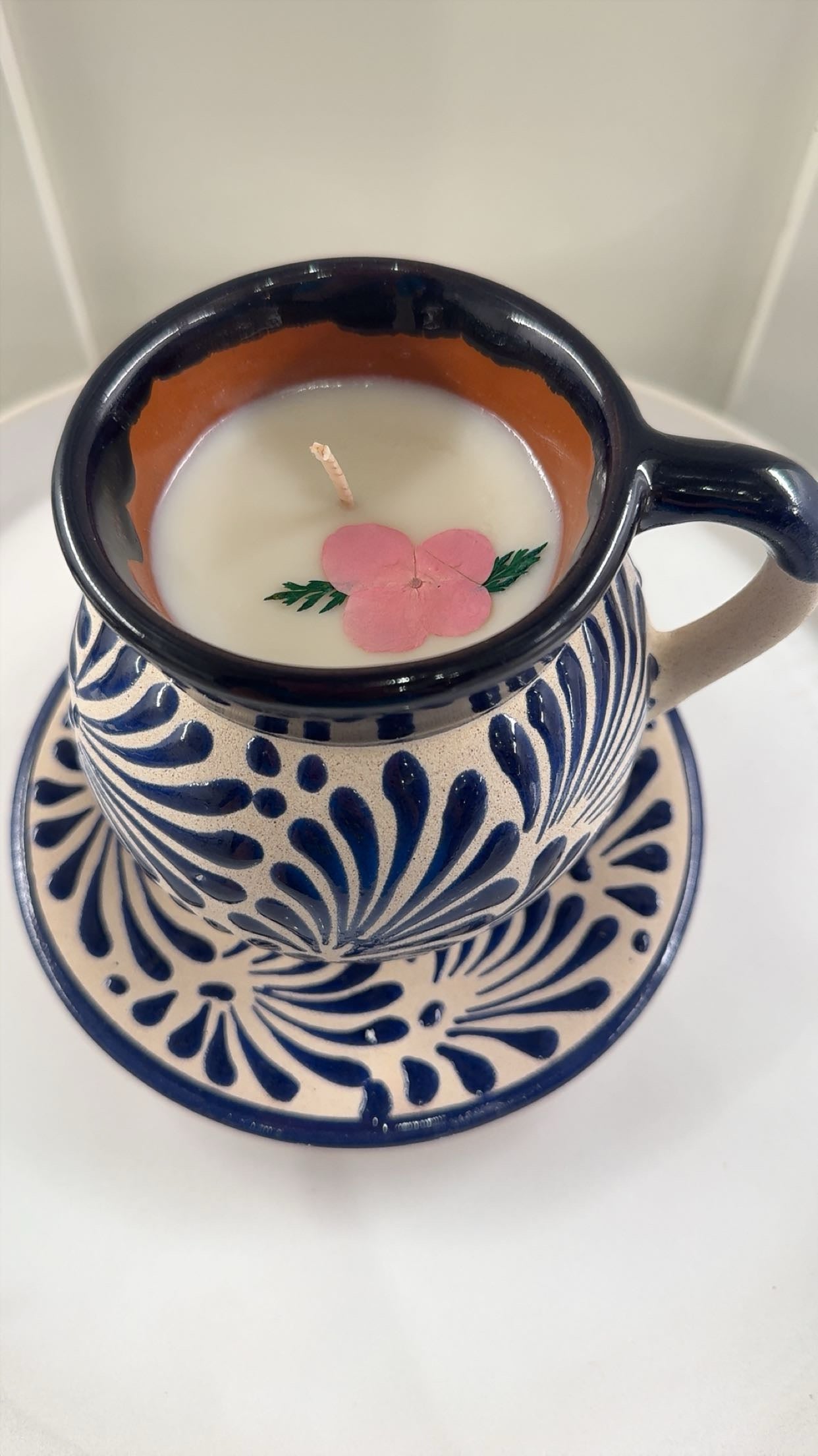 Taza de Café Azul w/ Plate Candle