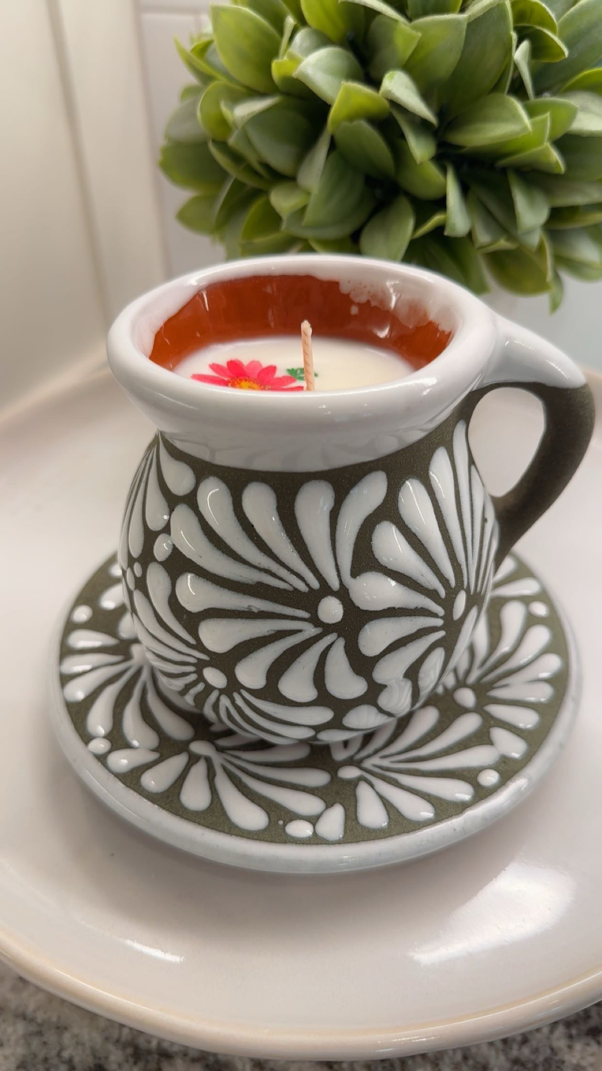 Taza de Café w/ Plate Candle Green