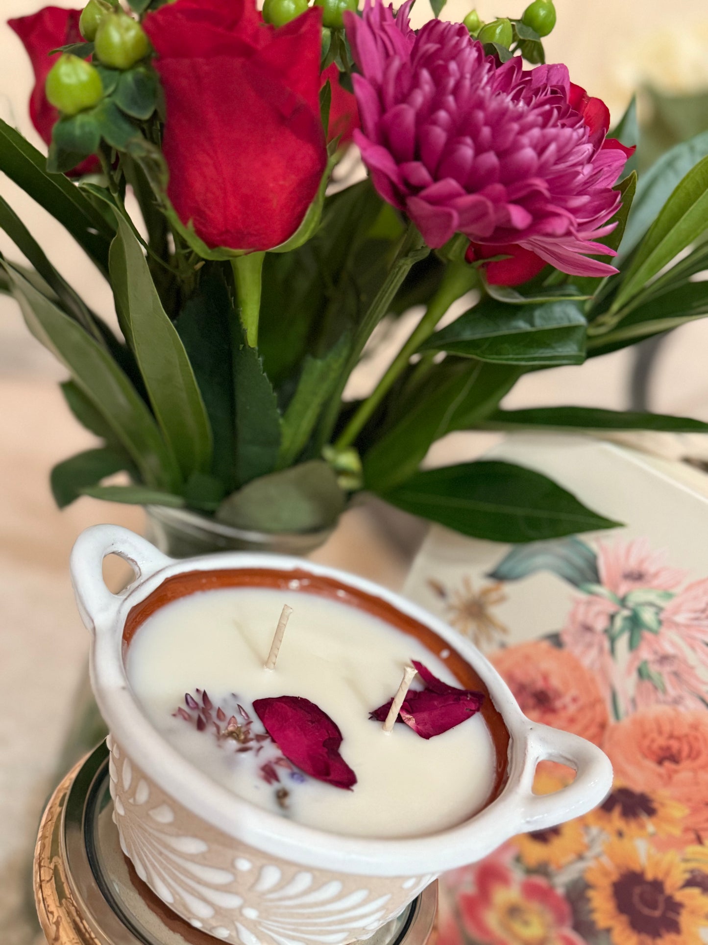 Elegant White Cazuelita Candle