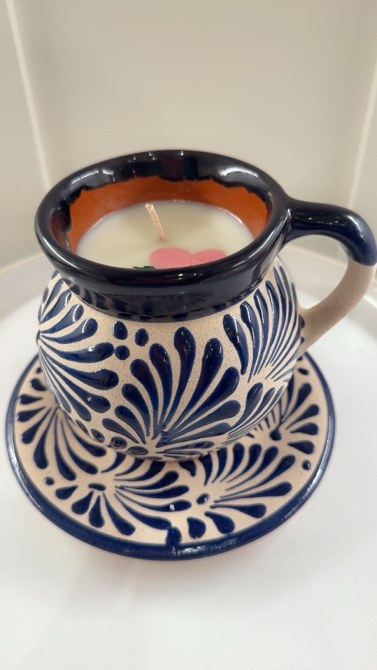 Taza de Café Azul w/ Plate Candle