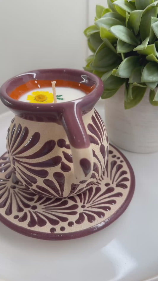Taza de Café w/ Plate Candle Purple