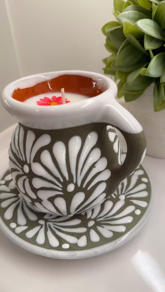 Taza de Café w/ Plate Candle Green