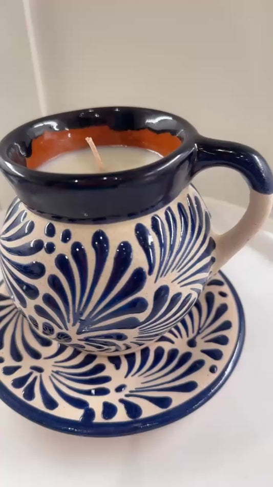 Taza de Café Azul w/ Plate Candle